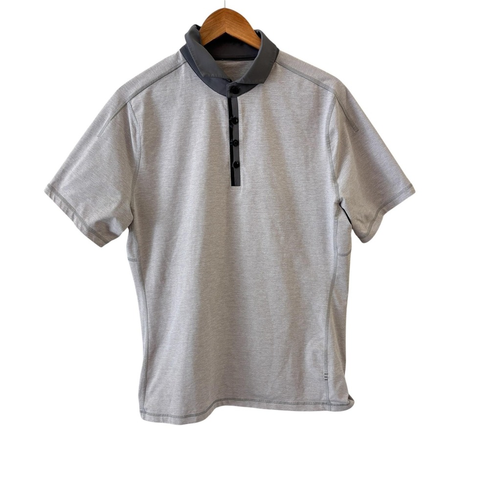 Lululemon Evolution Polo Shirt‎ Mens L Gray Performance Golf Athletic Stretch